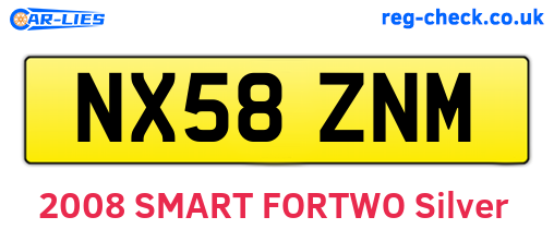 NX58ZNM are the vehicle registration plates.