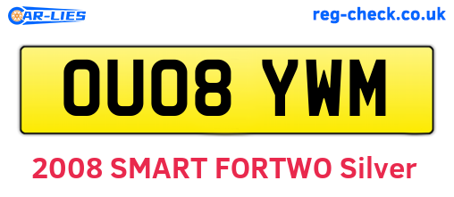 OU08YWM are the vehicle registration plates.