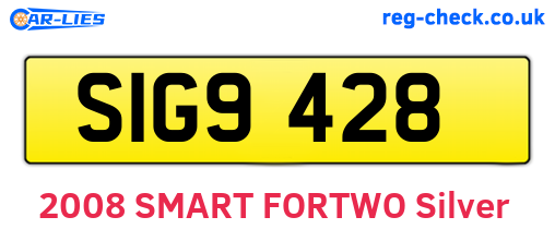 SIG9428 are the vehicle registration plates.