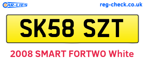 SK58SZT are the vehicle registration plates.