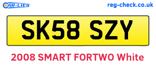SK58SZY are the vehicle registration plates.