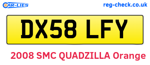 DX58LFY are the vehicle registration plates.