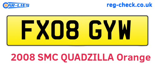FX08GYW are the vehicle registration plates.