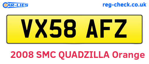 VX58AFZ are the vehicle registration plates.