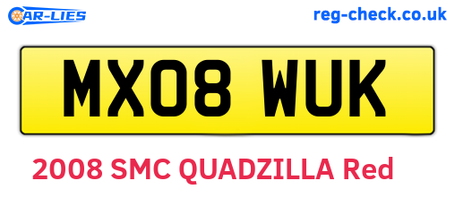 MX08WUK are the vehicle registration plates.