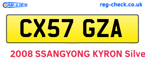 CX57GZA are the vehicle registration plates.