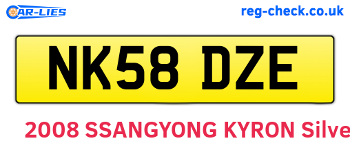 NK58DZE are the vehicle registration plates.