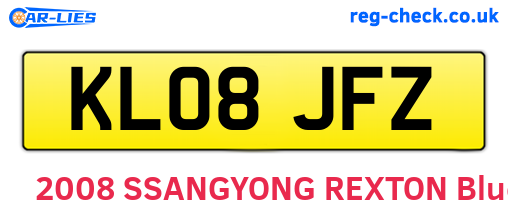 KL08JFZ are the vehicle registration plates.