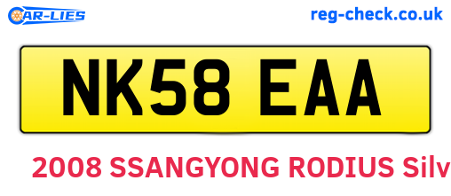 NK58EAA are the vehicle registration plates.