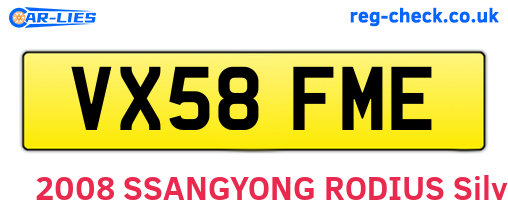 VX58FME are the vehicle registration plates.
