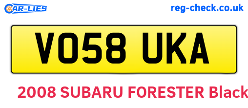VO58UKA are the vehicle registration plates.