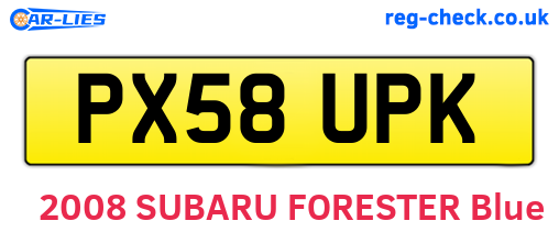 PX58UPK are the vehicle registration plates.