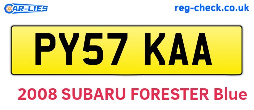 PY57KAA are the vehicle registration plates.