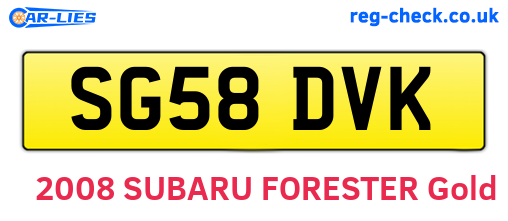 SG58DVK are the vehicle registration plates.