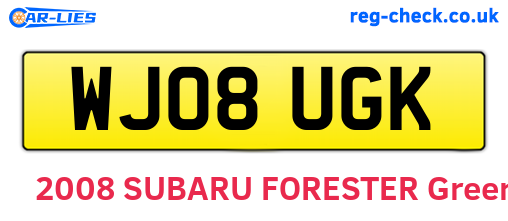 WJ08UGK are the vehicle registration plates.