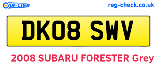 DK08SWV are the vehicle registration plates.