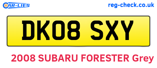 DK08SXY are the vehicle registration plates.