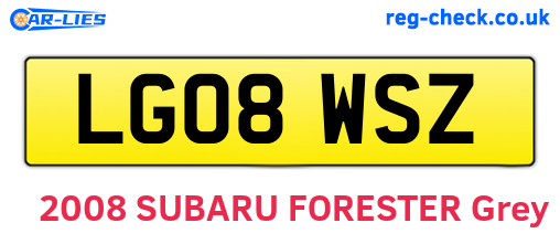 LG08WSZ are the vehicle registration plates.