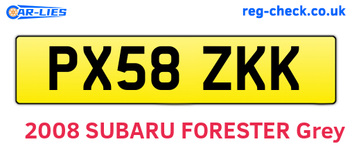 PX58ZKK are the vehicle registration plates.