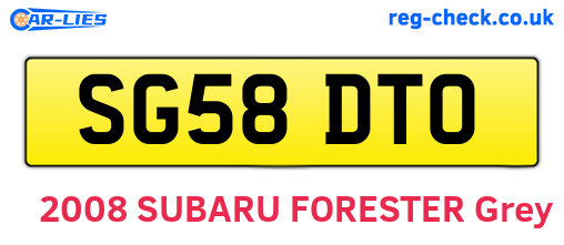 SG58DTO are the vehicle registration plates.
