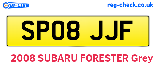 SP08JJF are the vehicle registration plates.