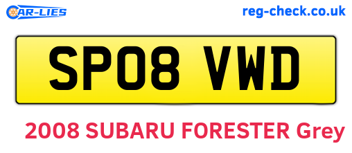 SP08VWD are the vehicle registration plates.