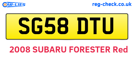 SG58DTU are the vehicle registration plates.