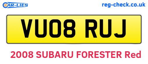 VU08RUJ are the vehicle registration plates.