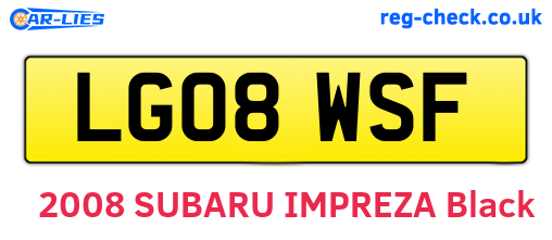 LG08WSF are the vehicle registration plates.