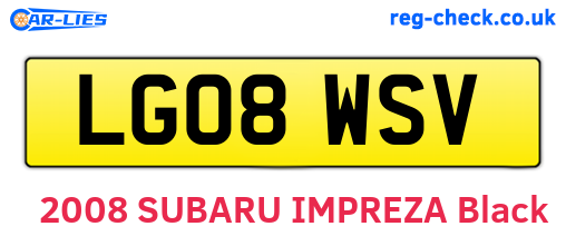 LG08WSV are the vehicle registration plates.