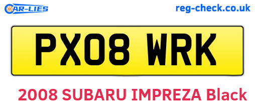 PX08WRK are the vehicle registration plates.