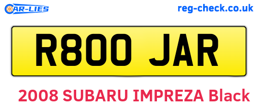 R800JAR are the vehicle registration plates.