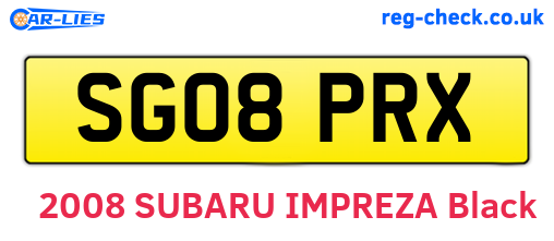 SG08PRX are the vehicle registration plates.