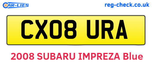 CX08URA are the vehicle registration plates.