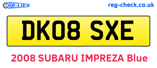 DK08SXE are the vehicle registration plates.