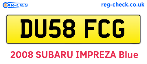 DU58FCG are the vehicle registration plates.