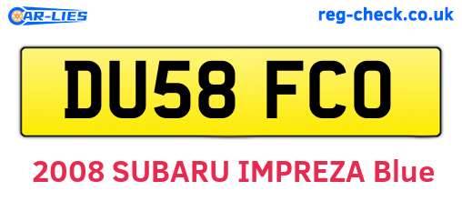 DU58FCO are the vehicle registration plates.