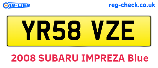 YR58VZE are the vehicle registration plates.