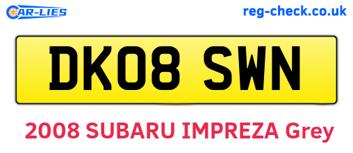 DK08SWN are the vehicle registration plates.
