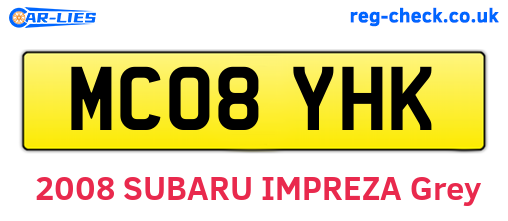 MC08YHK are the vehicle registration plates.