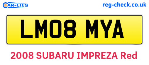LM08MYA are the vehicle registration plates.