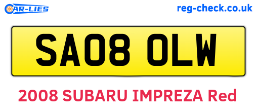 SA08OLW are the vehicle registration plates.