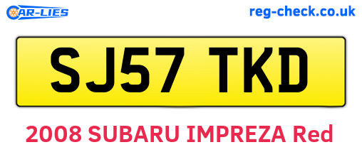 SJ57TKD are the vehicle registration plates.
