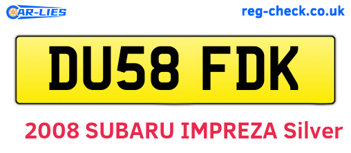 DU58FDK are the vehicle registration plates.