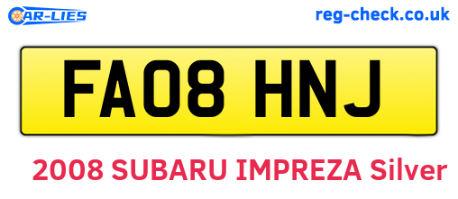 FA08HNJ are the vehicle registration plates.