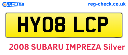 HY08LCP are the vehicle registration plates.