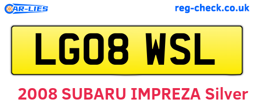 LG08WSL are the vehicle registration plates.