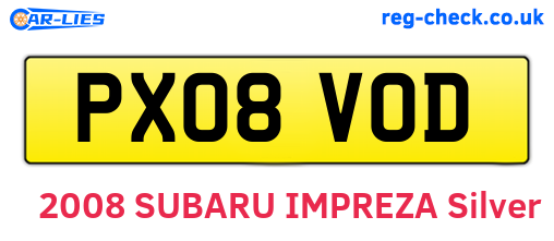 PX08VOD are the vehicle registration plates.