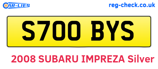 S700BYS are the vehicle registration plates.