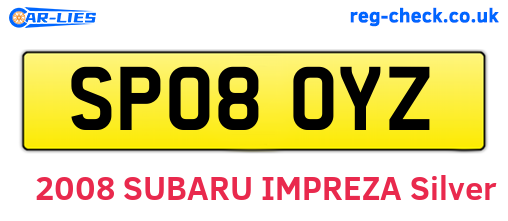 SP08OYZ are the vehicle registration plates.